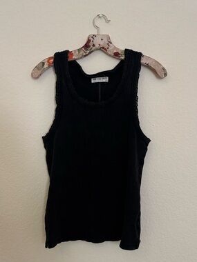 We The Free Black Ribbed Cotton  Tank Top